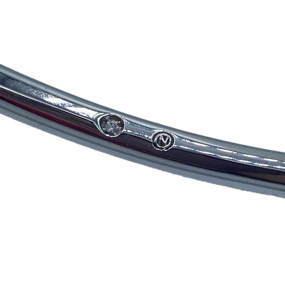 Nadir  silver designer bangle NEW with CZ clear stones size 8” dainty - Picture 6 of 9